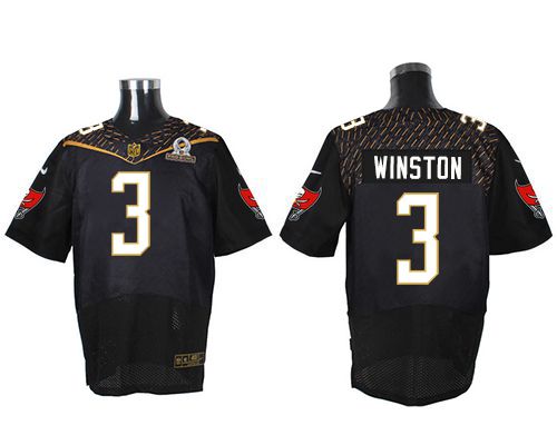Nike Buccaneers #3 Jameis Winston Black 2016 Pro Bowl Men's Stitched NFL Elite Jersey - Click Image to Close